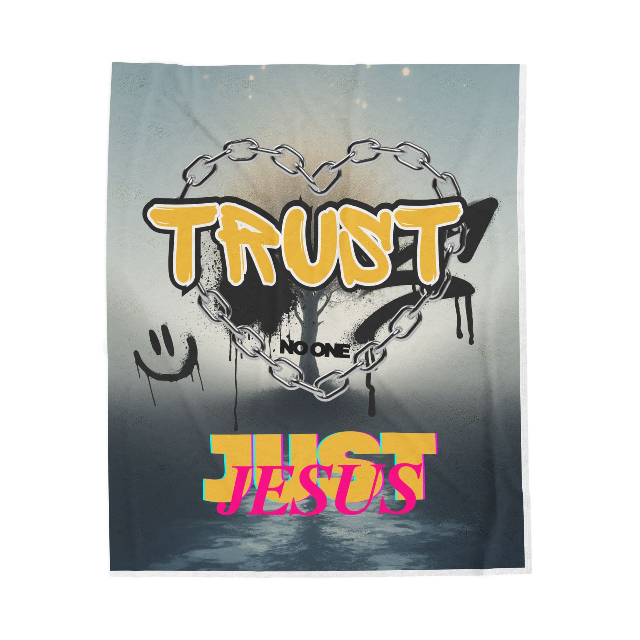 Trust No One Just Jesus Plush Blanket — Velveteen Holiday Throw