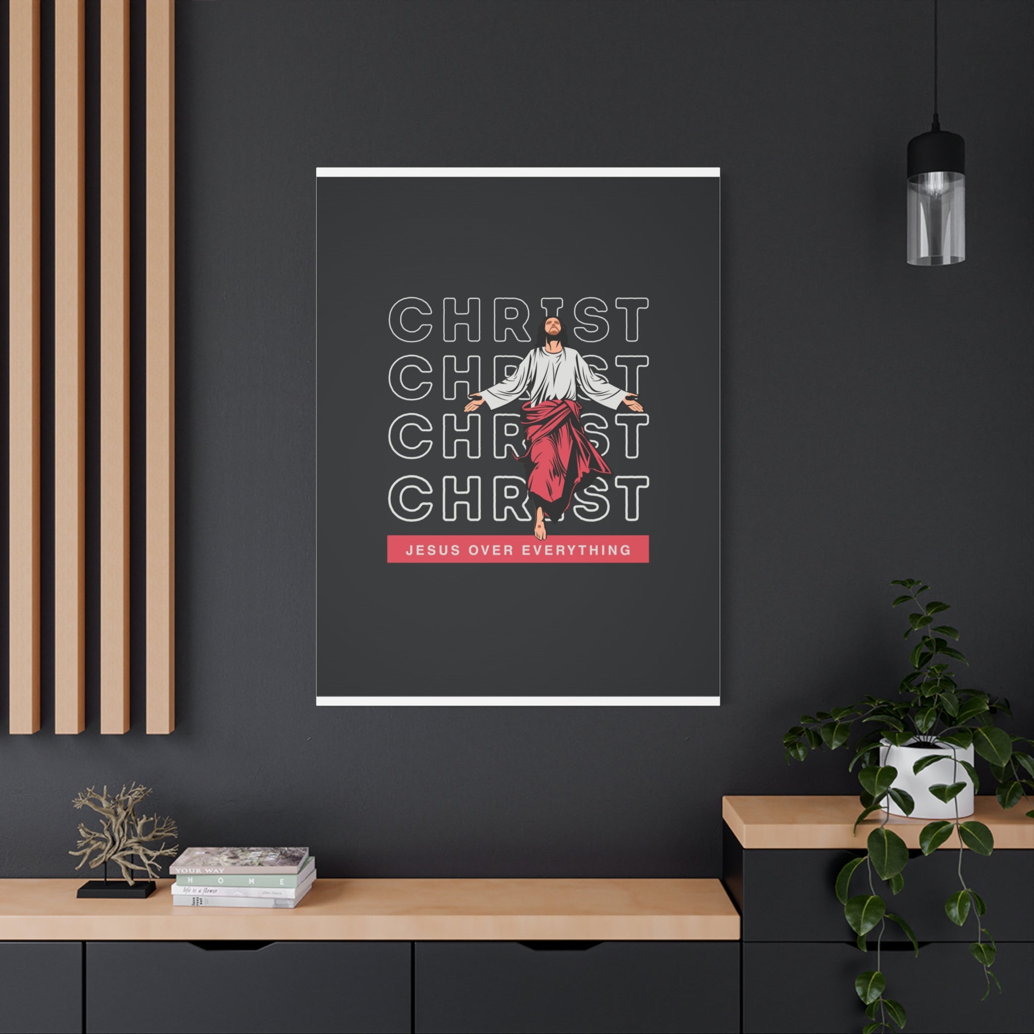 Christ Jesus Over Everything Canvas Wall Art — Inspirational Pastel Quote