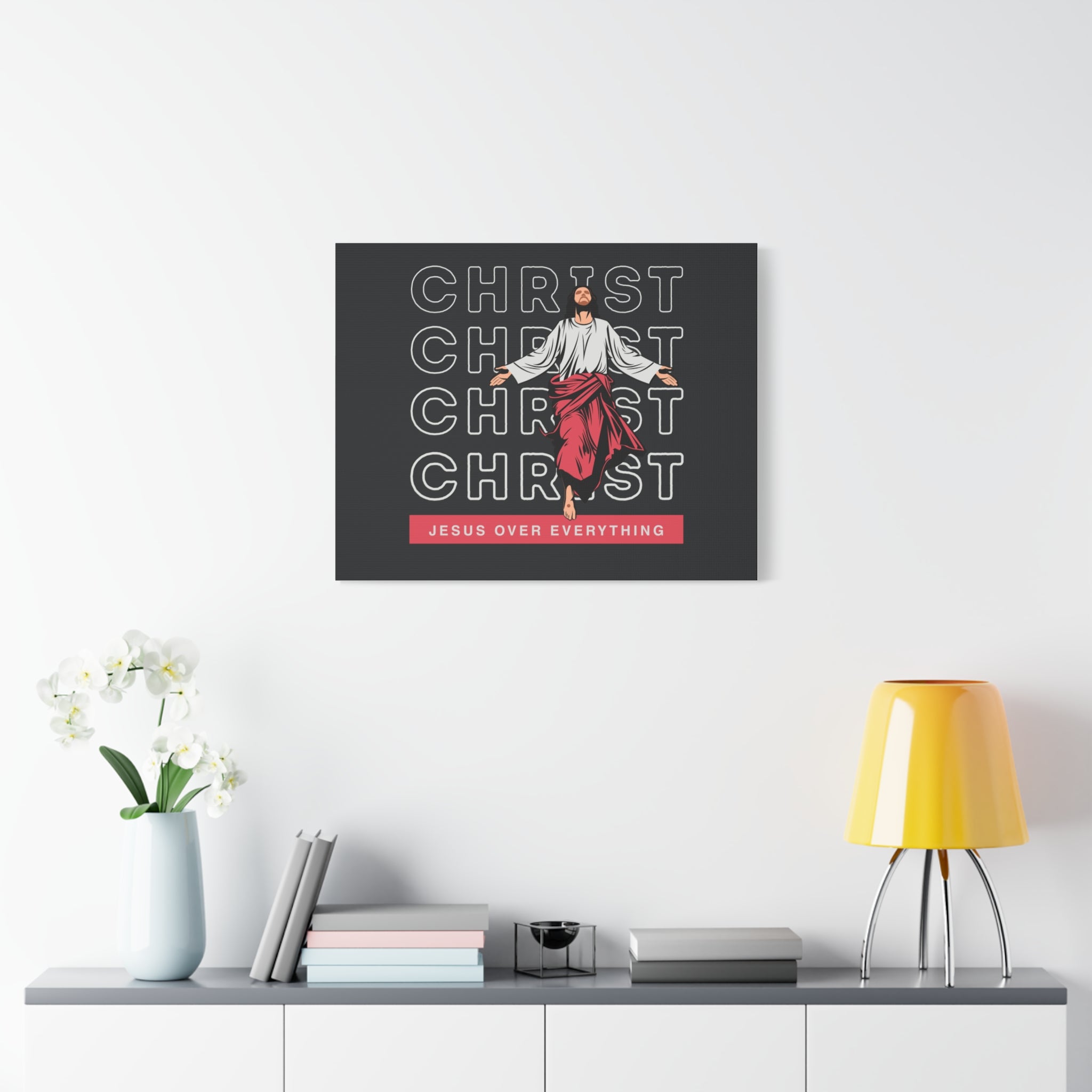 Christ Jesus Over Everything Canvas Wall Art — Inspirational Pastel Quote