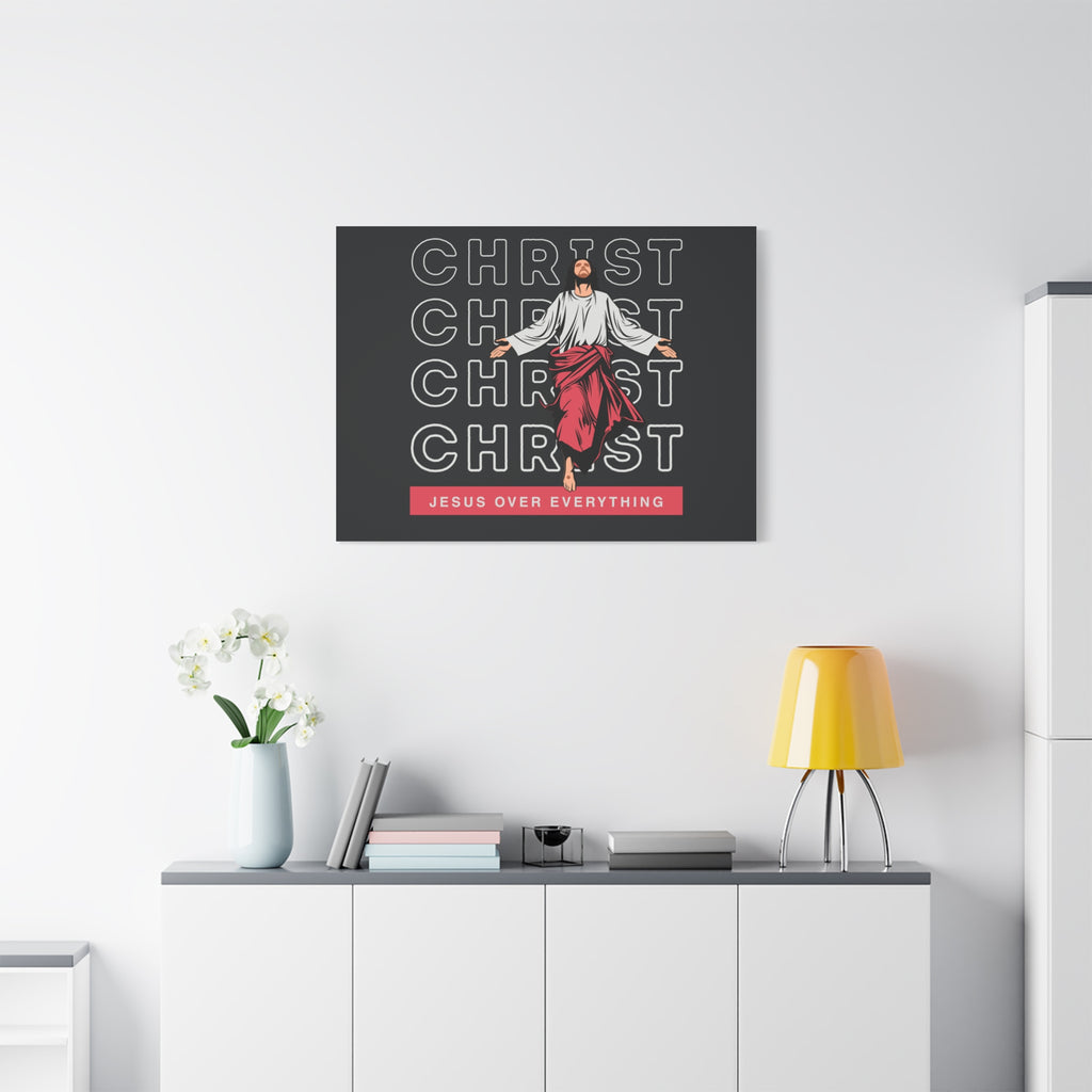 Christ Jesus Over Everything Canvas Wall Art — Inspirational Pastel Quote