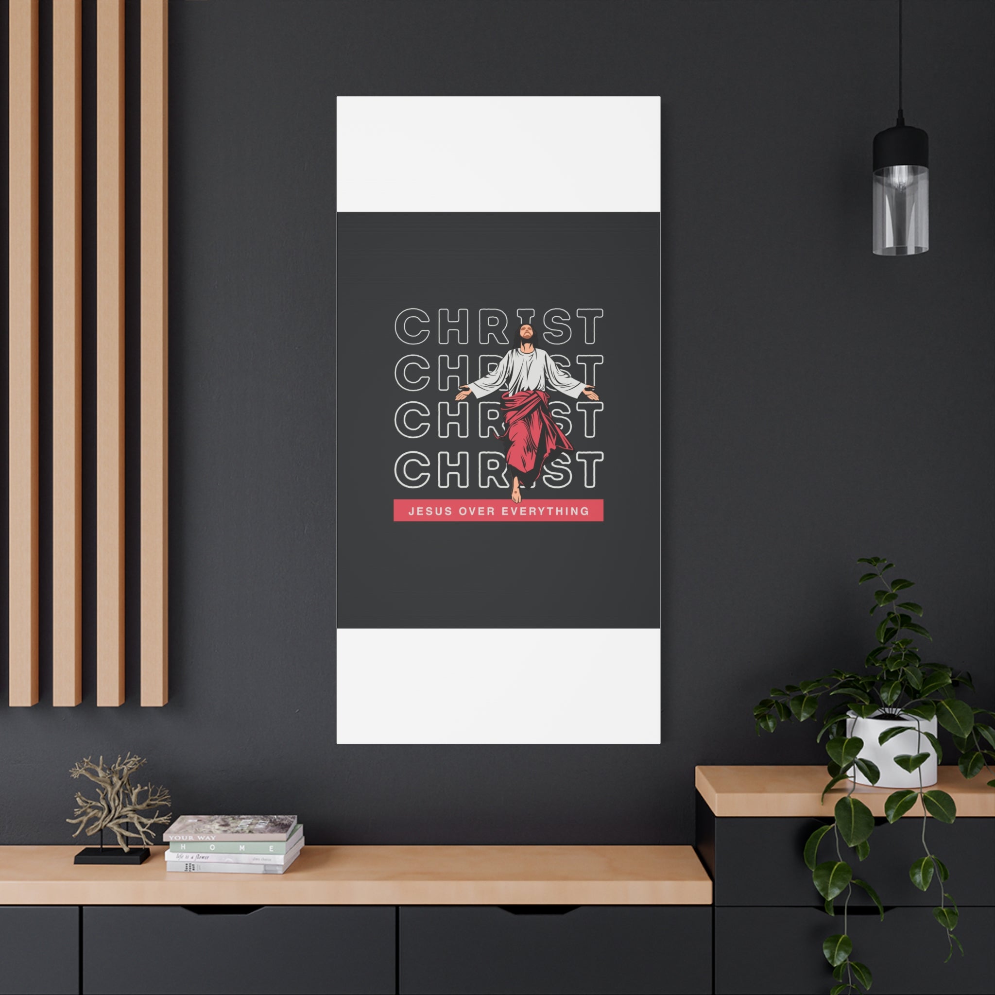 Christ Jesus Over Everything Canvas Wall Art — Inspirational Pastel Quote