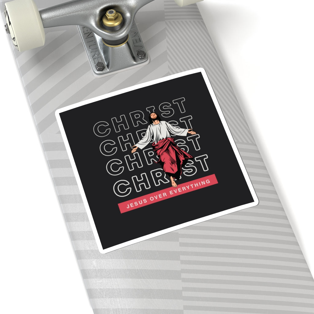 Christ Jesus Over Everything Sticker — Pastel Self-Care Kiss-Cut Sticker for Laptops & Journals