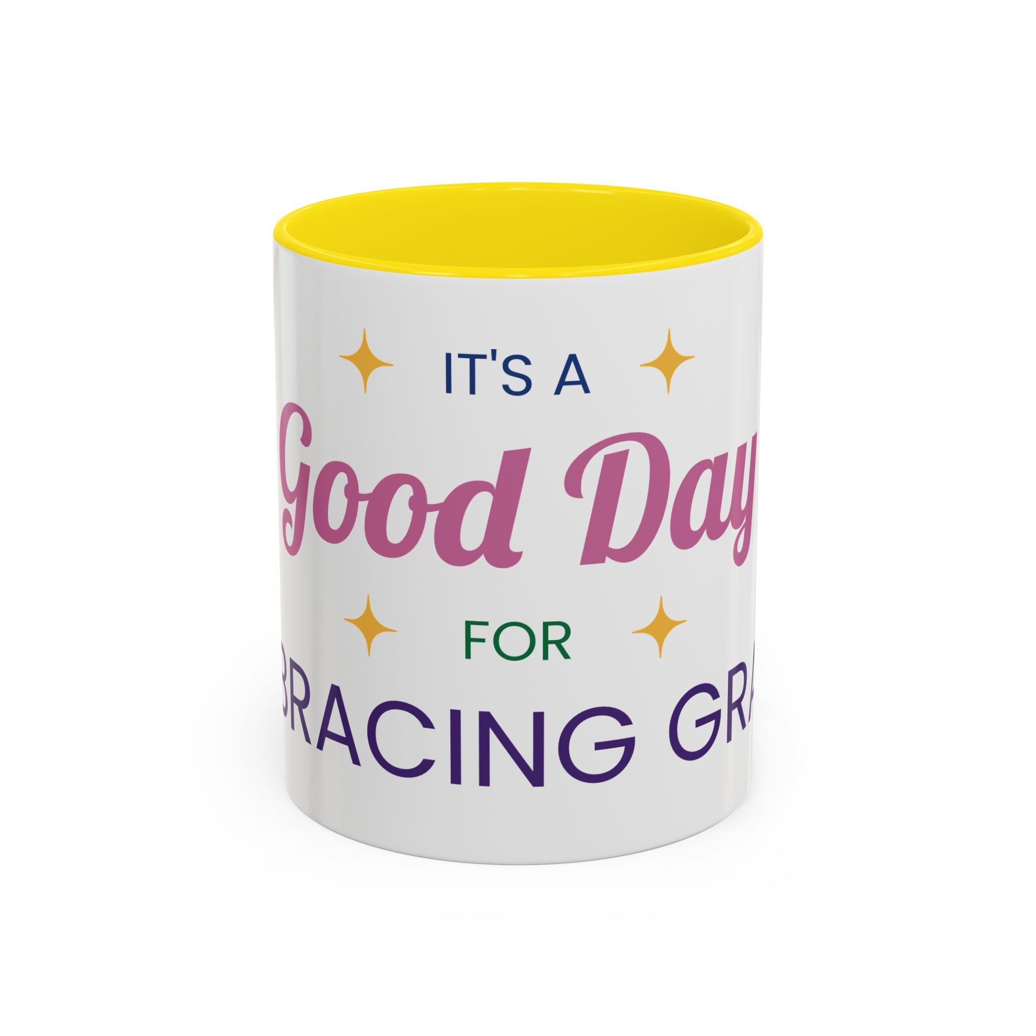 Accent Coffee Mug — &quot;It&#39;s a Good Day for Embracing Grace&quot; Inspirational Ceramic Coffee Mug