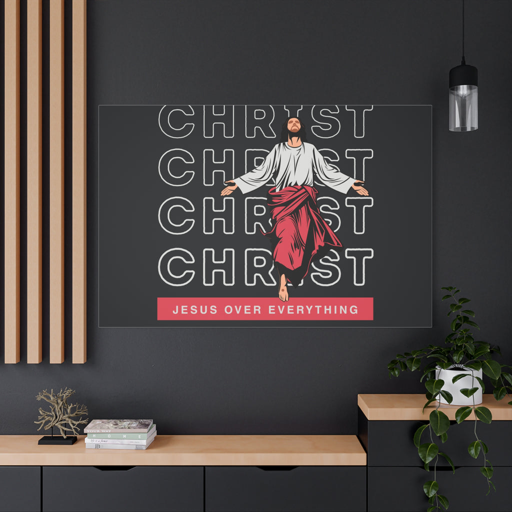 Christ Jesus Over Everything Canvas Wall Art — Inspirational Pastel Quote