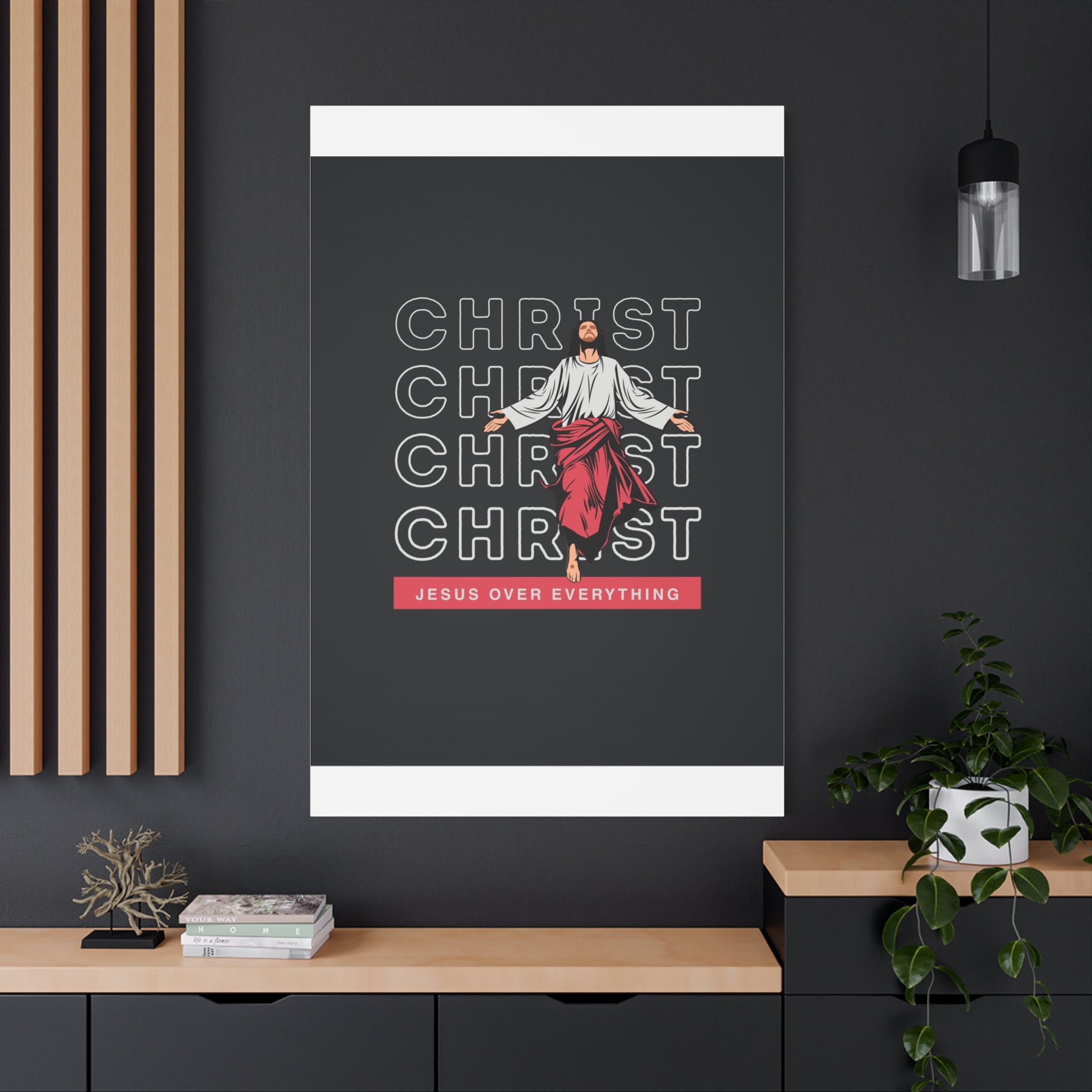 Christ Jesus Over Everything Canvas Wall Art — Inspirational Pastel Quote