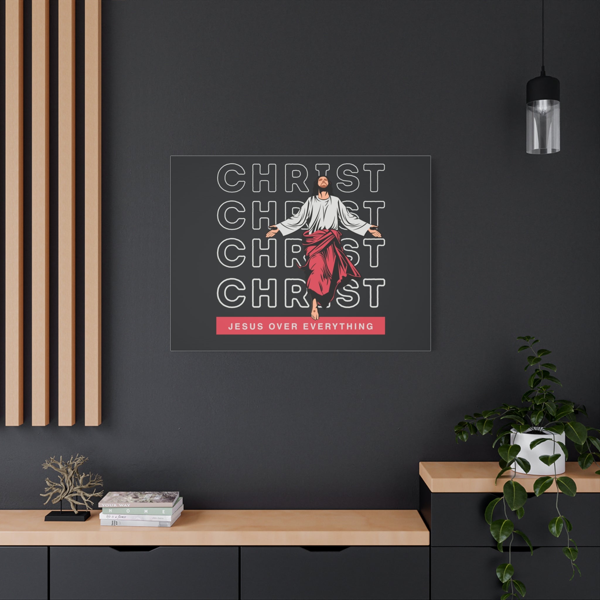 Christ Jesus Over Everything Canvas Wall Art — Inspirational Pastel Quote