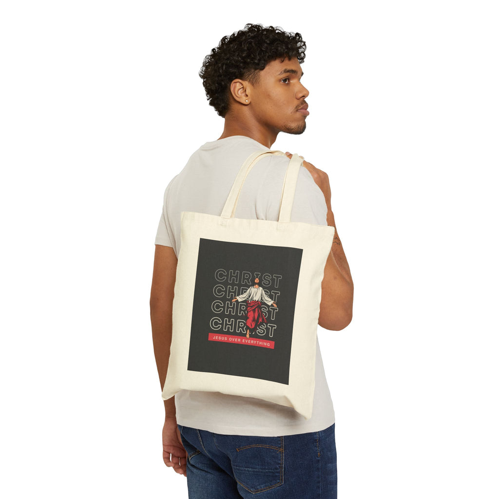 Christ - Jesus over everything Canvas Tote Bag — Positive Quote Eco Grocery Shopper