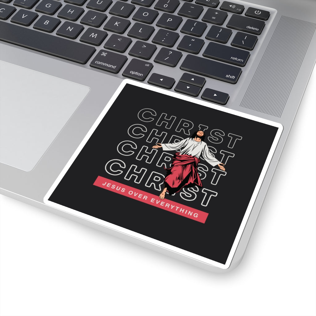 Christ Jesus Over Everything Sticker — Pastel Self-Care Kiss-Cut Sticker for Laptops & Journals