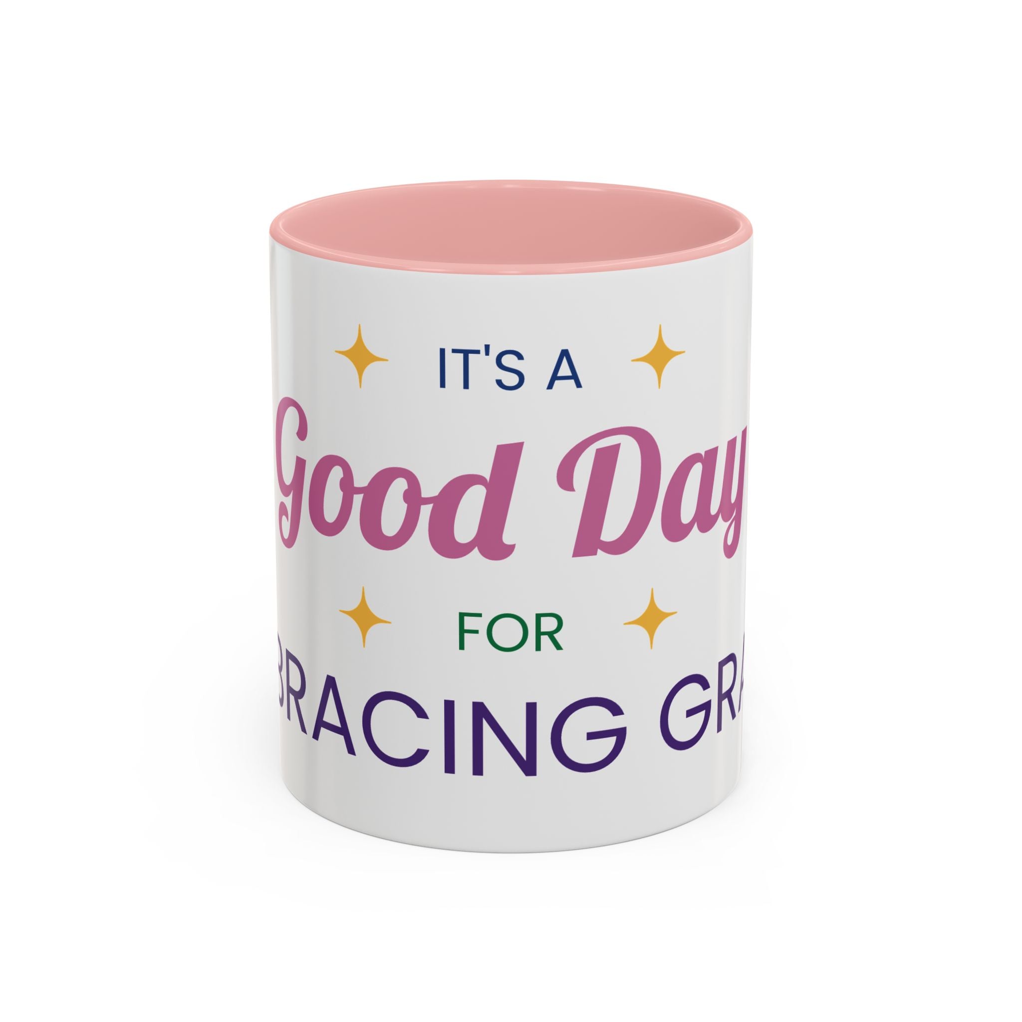 Accent Coffee Mug — &quot;It&#39;s a Good Day for Embracing Grace&quot; Inspirational Ceramic Coffee Mug