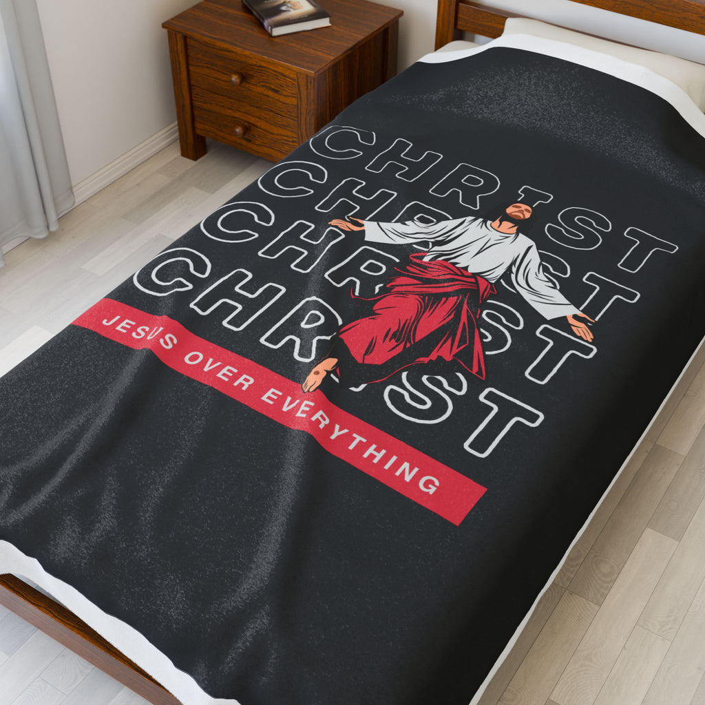 Christmas - Jesus over everything Velveteen Plush Blanket – Cozy Self-Care Throw
