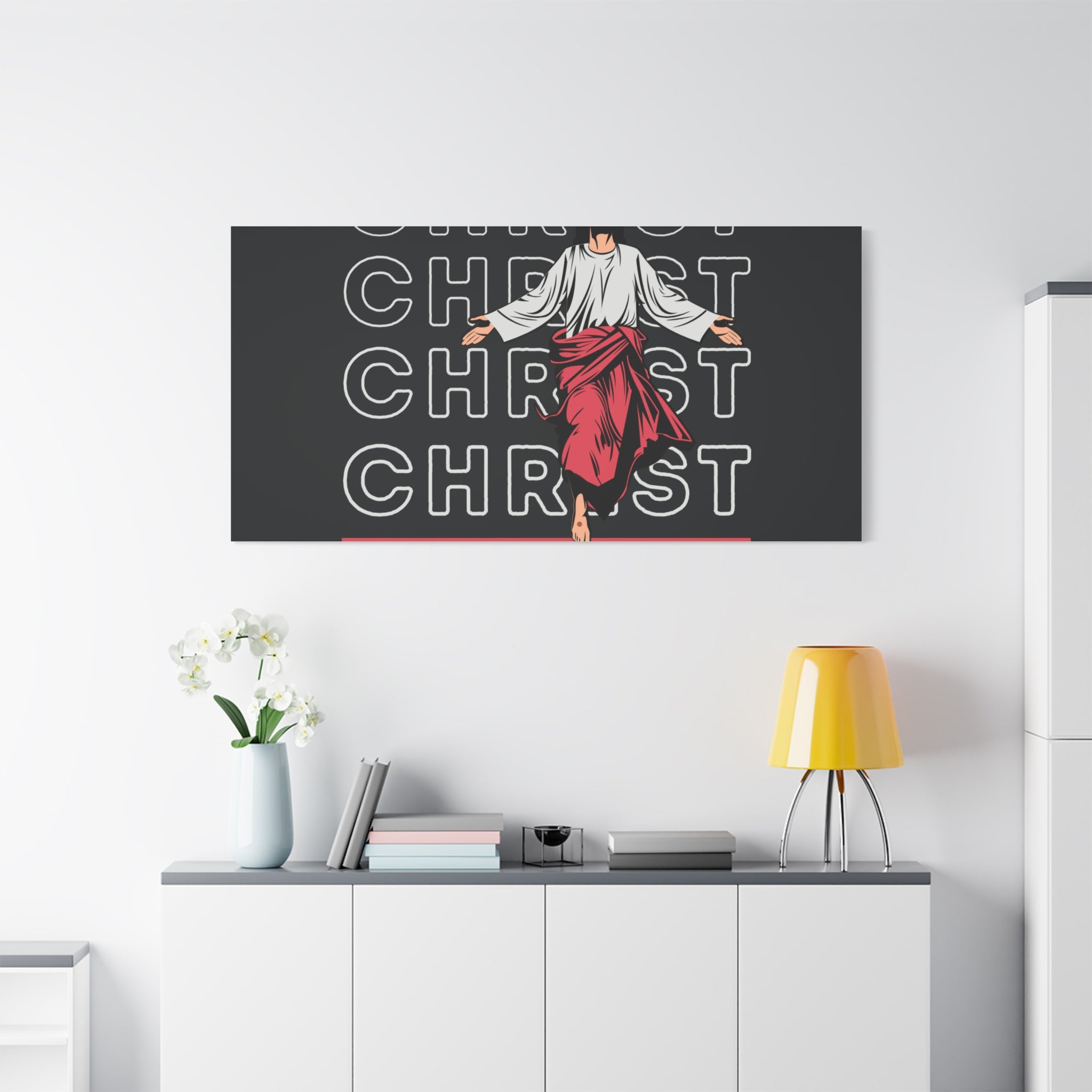Christ Jesus Over Everything Canvas Wall Art — Inspirational Pastel Quote