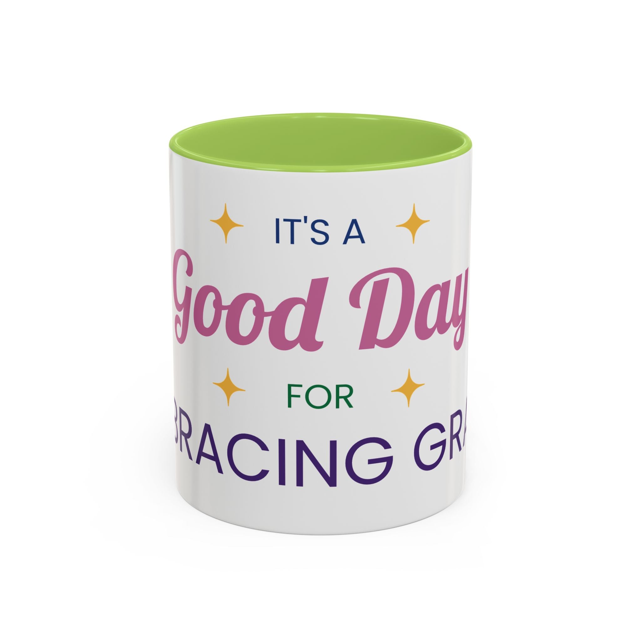 Accent Coffee Mug — &quot;It&#39;s a Good Day for Embracing Grace&quot; Inspirational Ceramic Coffee Mug