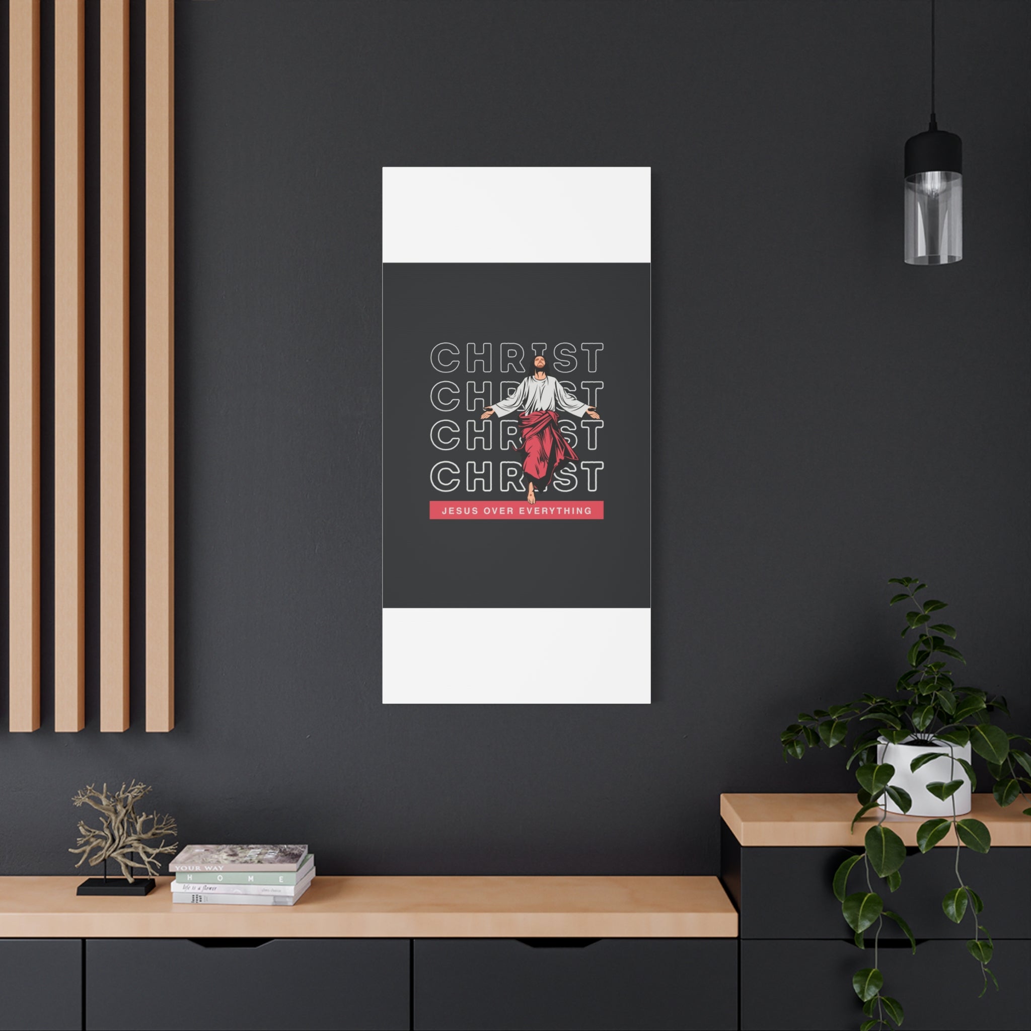 Christ Jesus Over Everything Canvas Wall Art — Inspirational Pastel Quote