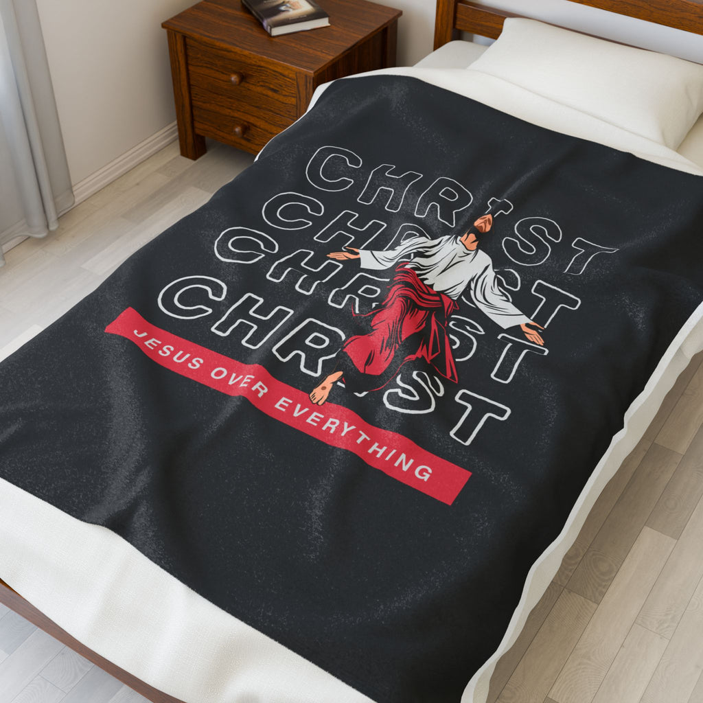 Christmas - Jesus over everything Velveteen Plush Blanket – Cozy Self-Care Throw