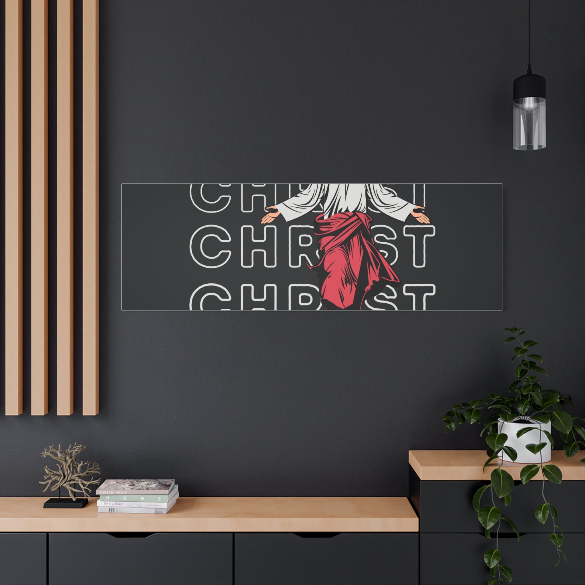 Christ Jesus Over Everything Canvas Wall Art — Inspirational Pastel Quote