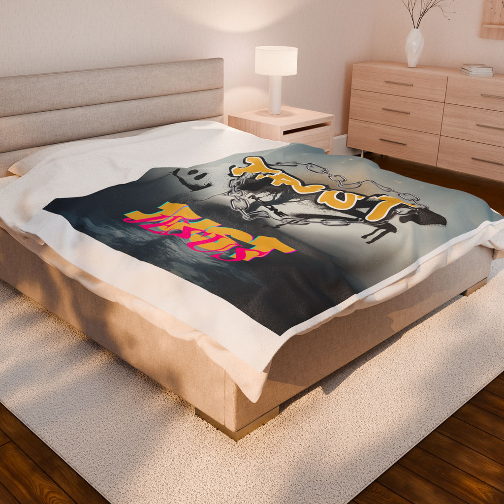 Trust No One Just Jesus Plush Blanket — Velveteen Holiday Throw