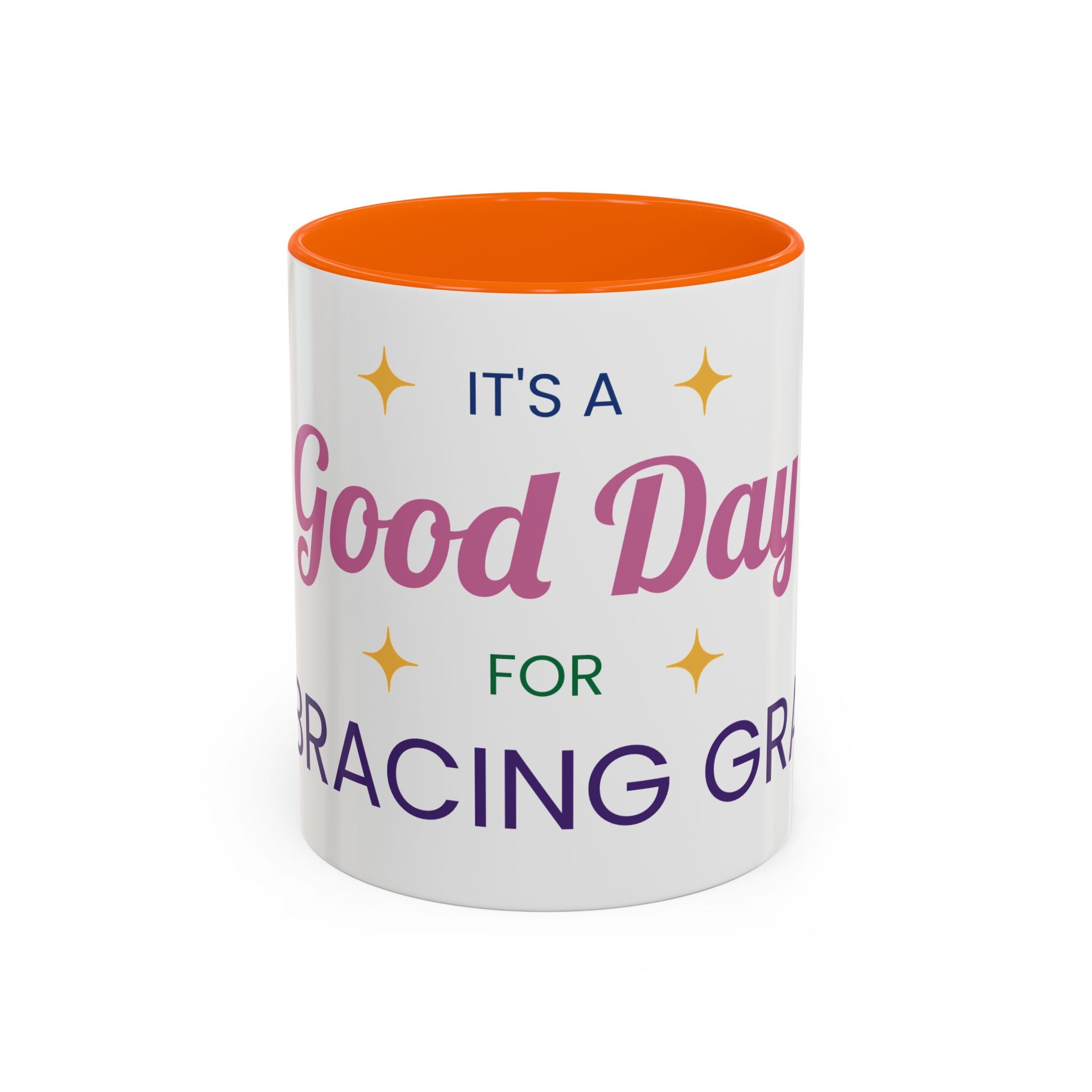 Accent Coffee Mug — &quot;It&#39;s a Good Day for Embracing Grace&quot; Inspirational Ceramic Coffee Mug