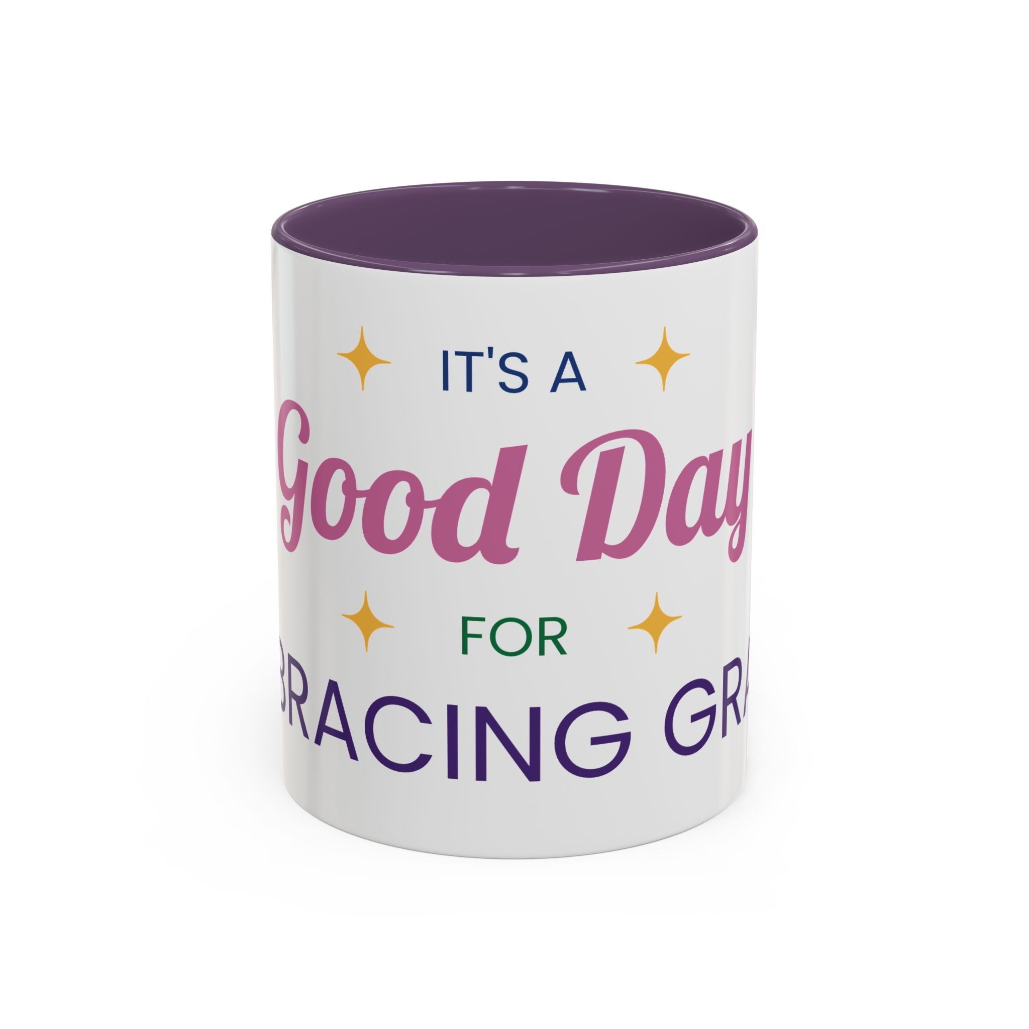Accent Coffee Mug — &quot;It&#39;s a Good Day for Embracing Grace&quot; Inspirational Ceramic Coffee Mug