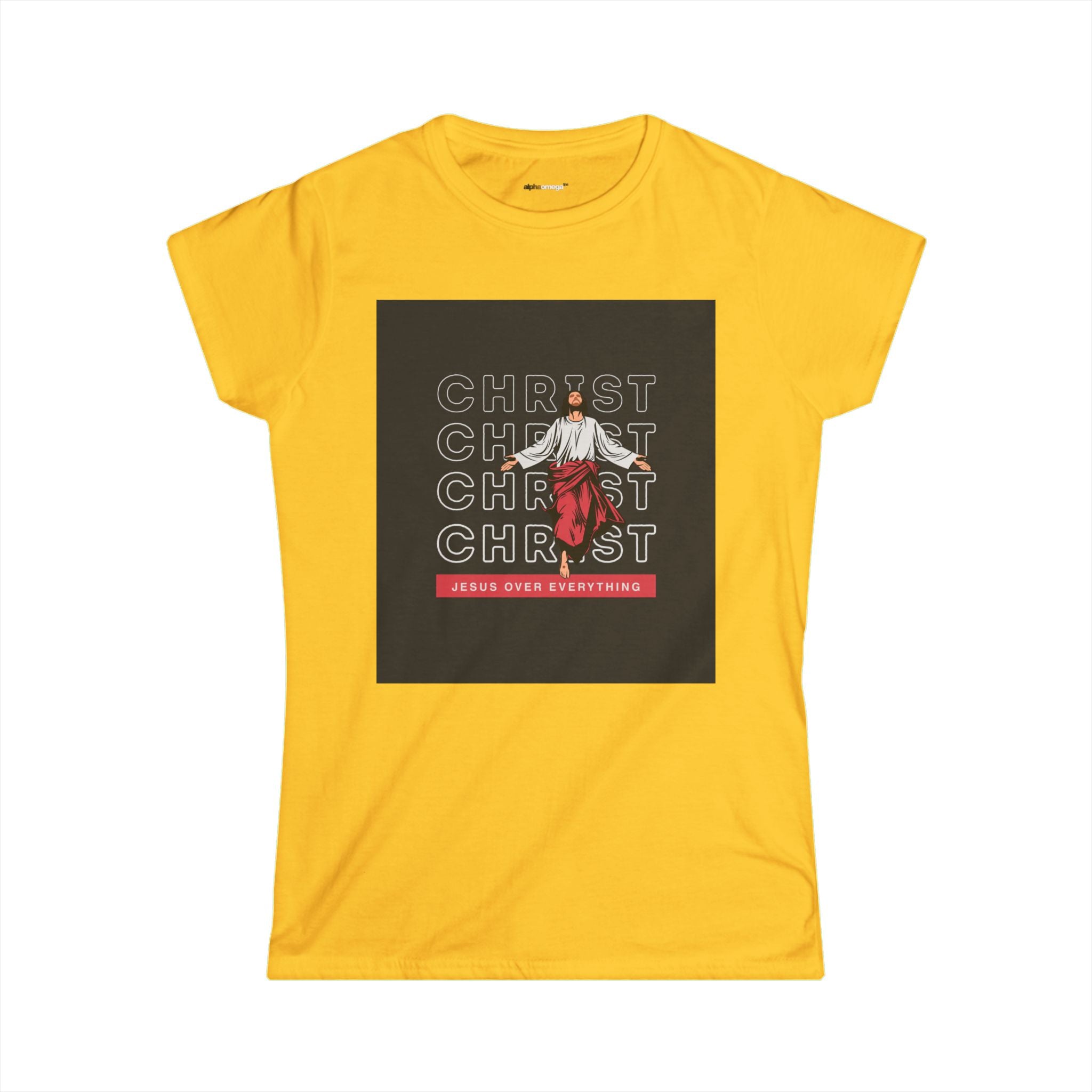 Christ Jesus Over Everything Girl Floral Tee - Women&#39;s Inspirational Christian Shirt