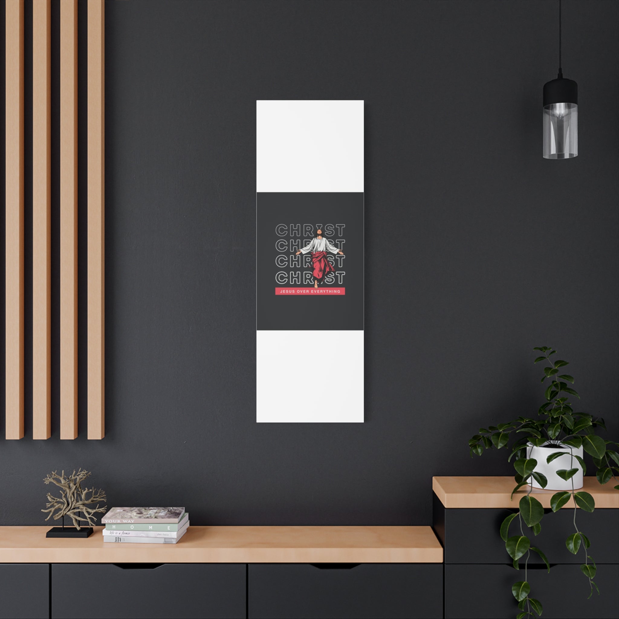 Christ Jesus Over Everything Canvas Wall Art — Inspirational Pastel Quote