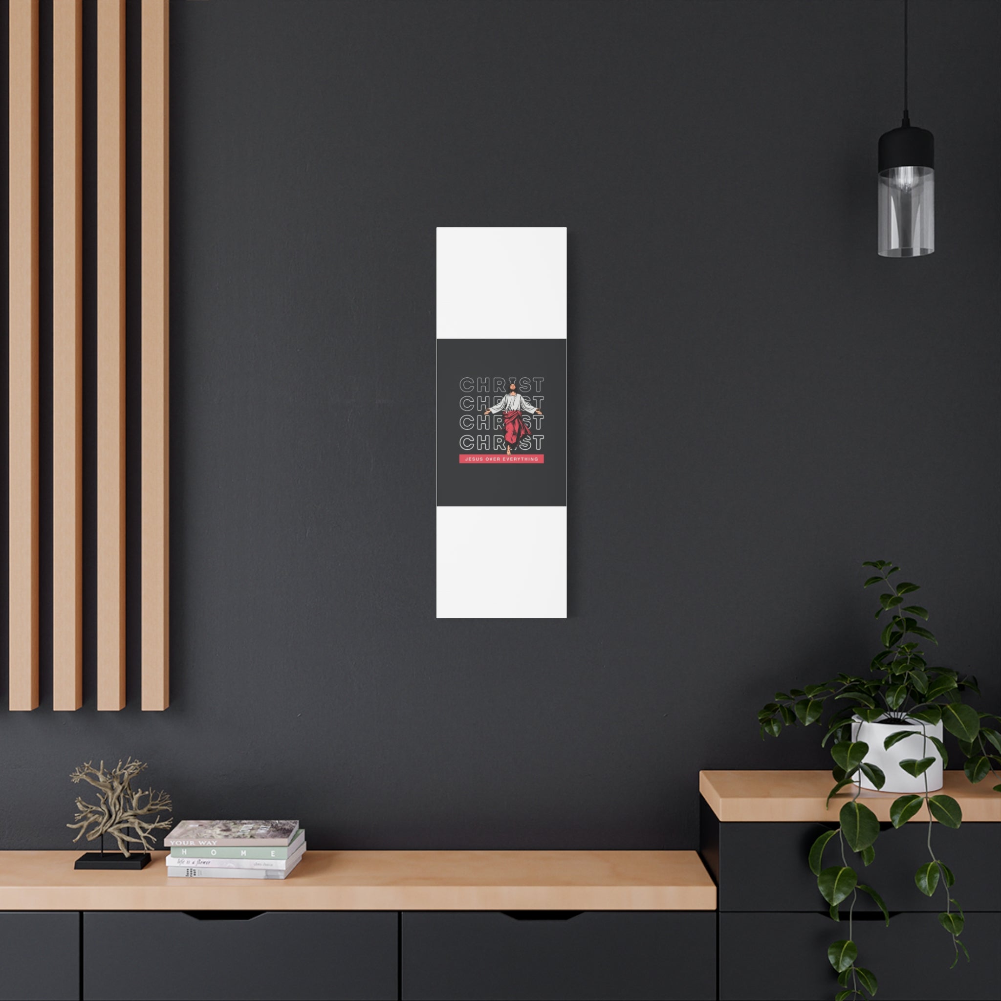 Christ Jesus Over Everything Canvas Wall Art — Inspirational Pastel Quote